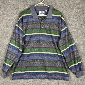 Vintage denim express pullover Men's polo shirt long sleeve Sz‎ XL